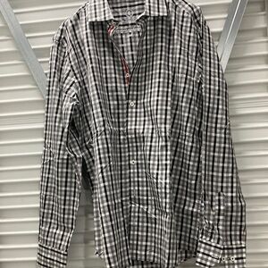 Bugatchi Black and White Casual Button Down Shirt